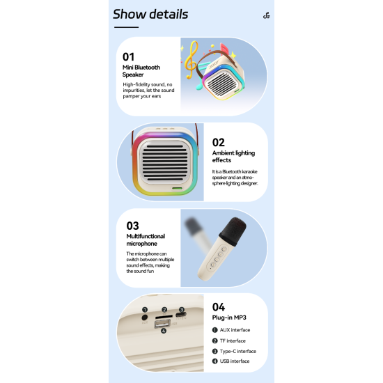 ATC-12 Ασύρματο Ηχείο Καραόκε 10W RGB