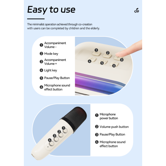 ATC-12 Ασύρματο Ηχείο Καραόκε 10W RGB