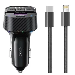 XO BCC17 Smart Bluetooth MP3 A+C Dual Port PD30W Φορτιστής Αυτοκινήτου με καλώδιο Lightning