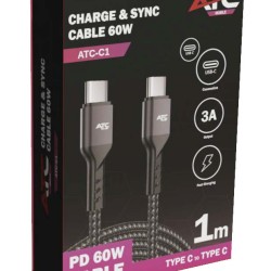 ATC-C1 Καλώδιο Φόρτισης & Sync Type C/C 60W 1m ATC-C1 Καλώδιο Φόρτισης & Sync Type C/C 60W 1m