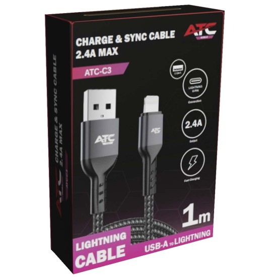 ATC-C3 Charge & Sync Cable USB A/L 2.4A max ATC-C3 Charge & Sync Cable USB A/L 2.4A max
