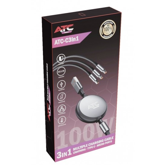 ATC-C3in1 Καλώδιο Πολλαπλής Φόρτισης Lightning Type-C Micro ATC-C3in1 Καλώδιο Πολλαπλής Φόρτισης Lightning Type-C Micro