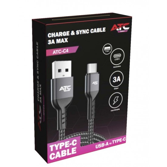 ATC-C4 Καλώδιο Φόρτισης & Sync USB A/C 3A max 1m ATC-C4 Καλώδιο Φόρτισης & Sync USB A/C 3A max 1m