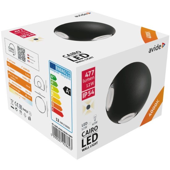 Avide Εξωτερικό Φωτιστικό Τοίχου Cairo 4 Way LED 12W Λευκό 4000K IP54 Avide Εξωτερικό Φωτιστικό Τοίχου Cairo 4 Way LED 12W Λευκό 4000K IP54