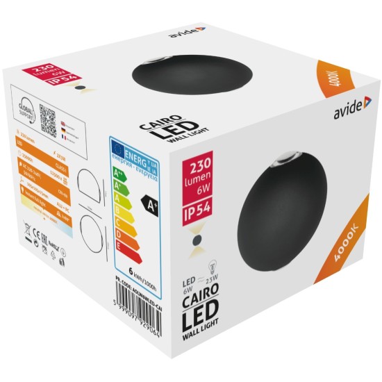Avide Εξωτερικό Φωτιστικό Τοίχου Cairo 2 Way LED 6W Λευκό 4000K IP54 Avide Εξωτερικό Φωτιστικό Τοίχου Cairo 2 Way LED 6W Λευκό 4000K IP54