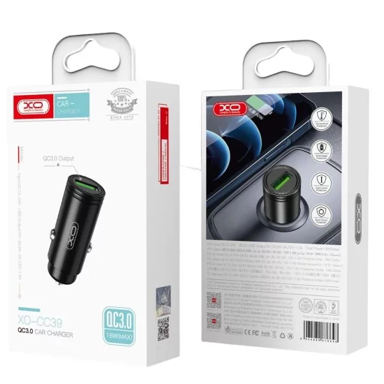 XO CC39 QC3.0 18W Φορτιστής Αυτοκινήτου Μαύρο XO CC39 QC3.0 18W Φορτιστής Αυτοκινήτου Μαύρο