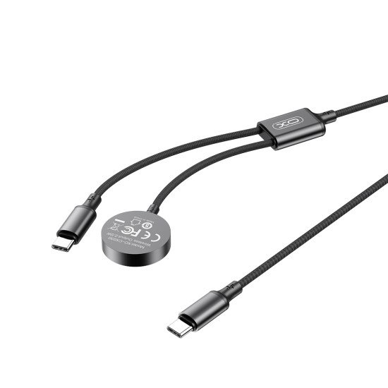XO CX030 Type-c σε Type-c + Καλώδιο Φόρτισης Ρολογιού Μαύρο