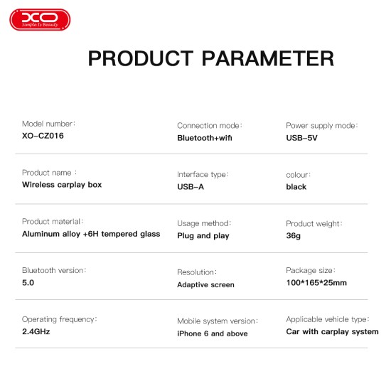 XO CZ016 Carplay Screen Box XO CZ016 Carplay Screen Box