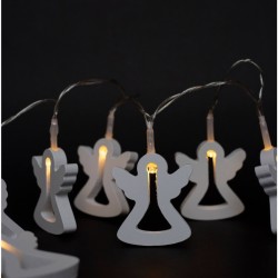 Entac Χριστουγεννιάτικα Εσωτερικά Ξύλινα Αγγελλάκια 10 LED Θερμό 1μ (2xAA Δεν περιλαμβ.)