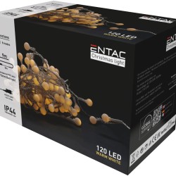 Entac Χριστουγεννιάτικα Λαμπάκια IP44 15mm Μπάλες 120LED 9m Θερμό