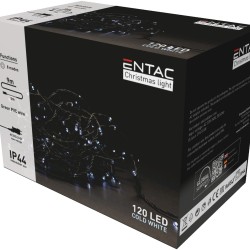 Entac Χριστουγεννιάτικα Λαμπάκια IP44 120 LED Ψυχρό 9m