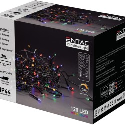 Entac Χριστουγεννιάτικα Λαμπάκια IP44 120 LED Πολύχρωμα 9m Με Τηλεχειριστήριο