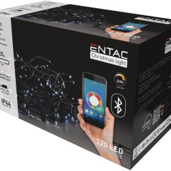 Entac Χριστουγεννιάτικα Λαμπάκια IP44 120 LED Ψυχρό 9m Bluetooth