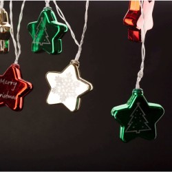 Entac Χριστουγεννιάτικα Εσωτερικά Πολύχρωμα Αστέρια 60mm 10 LED Θερμό 1,65m