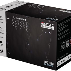 Entac Χριστουγεννιάτικα Λαμπάκια IP44 180 LED Βροχή Ψυχρό 4m