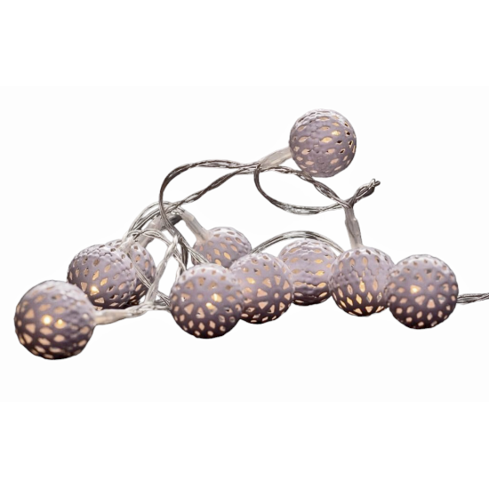 Entac Χριστουγεννιάτικα Εσωτερικές Μεταλλικές Μπάλες 10 LED Θερμό 1m (2xAA Δεν περιλαμβ.)