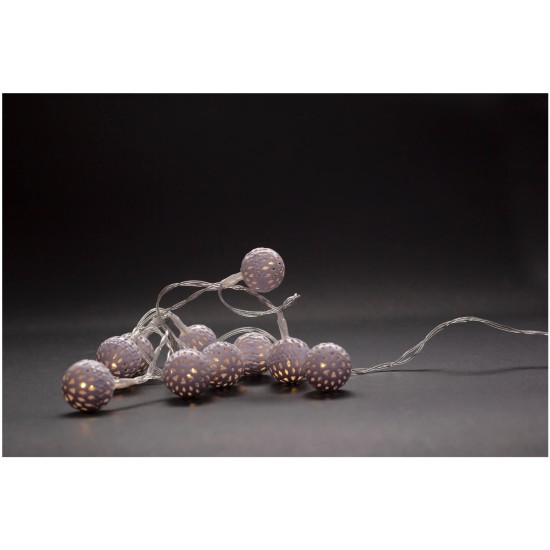 Entac Χριστουγεννιάτικα Εσωτερικές Μεταλλικές Μπάλες 10 LED Θερμό 1m (2xAA Δεν περιλαμβ.)