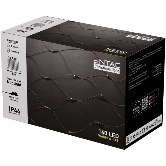 Entac Christmas IP44 Net 160 LED 2m x 1,5m WW