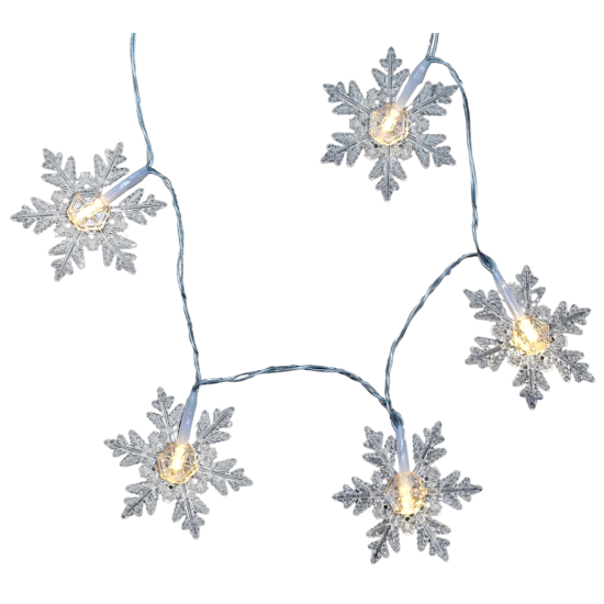 Entac Χριστουγεννιάτικα Εσωτερικές Πλαστικές Νιφάδες 10 LED Θερμό 1m (2xAA Δεν περιλαμβ.)