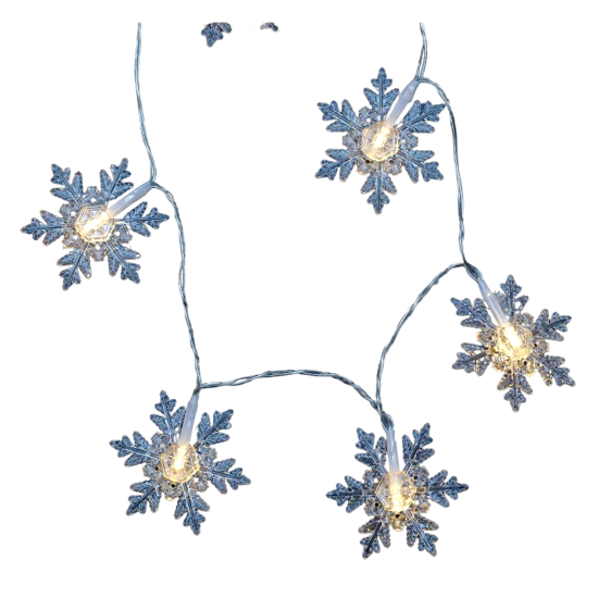 Entac Χριστουγεννιάτικα Εσωτερικές Πλαστικές Νιφάδες 10 LED Θερμό 1m (2xAA Δεν περιλαμβ.)