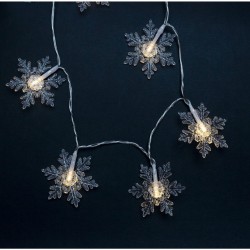 Entac Χριστουγεννιάτικα Εσωτερικές Πλαστικές Νιφάδες 10 LED Θερμό 1m (2xAA Δεν περιλαμβ.)