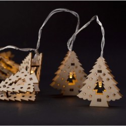 Entac Χριστουγεννιάτικα Εσωτερικά Ξύλινα Δέντρα 10 LED Θερμό 1,65μ (2xAA Δεν περιλαμβ.)