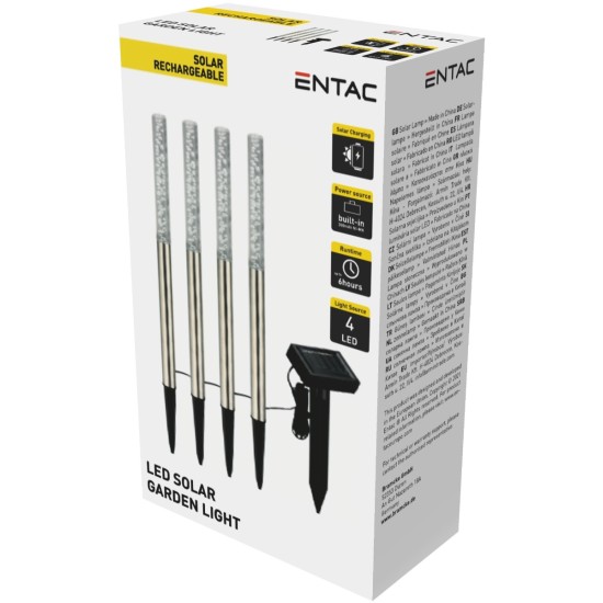 Entac Ηλιακό Κήπου 47cm Stainless Steel 4 LED Entac Ηλιακό Κήπου 47cm Stainless Steel 4 LED
