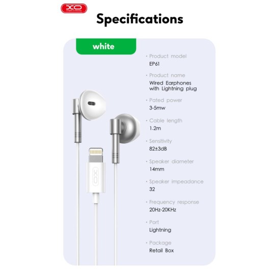XO EP61 Handsfree Lighting Black XO EP61 Handsfree Lighting Black