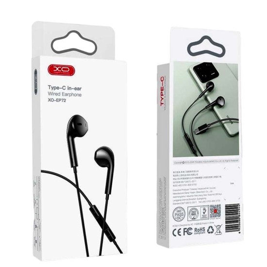 XO EP72 2ης Γενιάς Type-C Handsfree Μαύρο με Ψηφιακή Αποκωδικοποίηση XO EP72 2ης Γενιάς Type-C Handsfree Μαύρο με Ψηφιακή Αποκωδικοποίηση