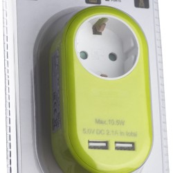 Entac Πρίζα Σούκο με 2 Θύρες USB  (total 2.1A) Λάιμ