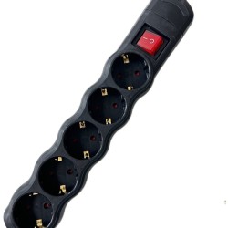Entac Rewireable 5 Sockets with Switch Black Entac Rewireable 5 Sockets with Switch Black