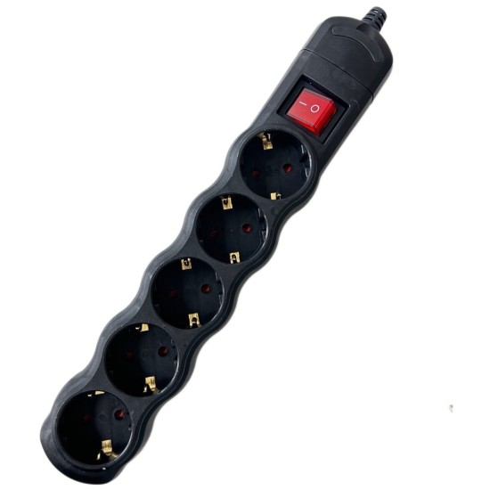 Entac Rewireable 5 Sockets with Switch Black Entac Rewireable 5 Sockets with Switch Black