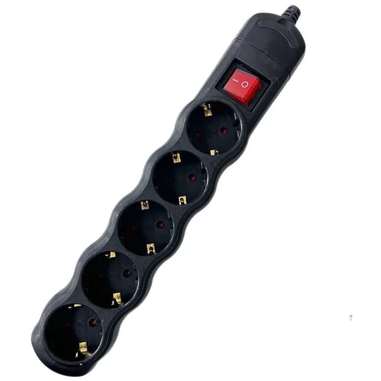 Entac Rewireable 5 Sockets with Switch Black Entac Rewireable 5 Sockets with Switch Black