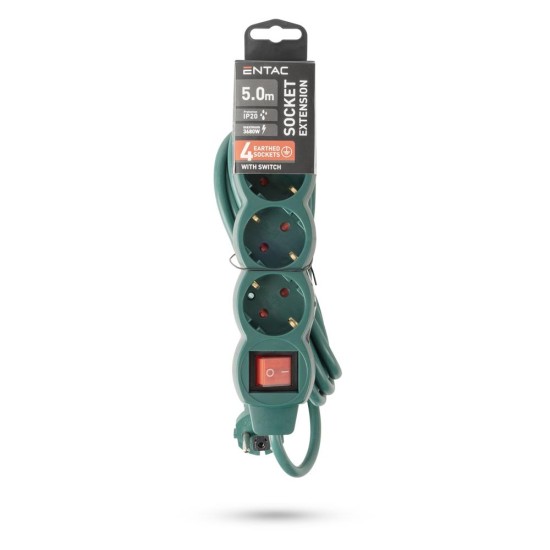 Entac Πολύπριζο 4 Θέσεων με Διακόπτη S1 3G1.5 Πράσινο 5m Entac Πολύπριζο 4 Θέσεων με Διακόπτη S1 3G1.5 Πράσινο 5m