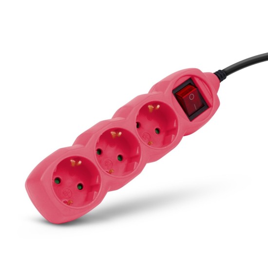 Entac Πολύπριζο 3 Θέσεων Με Διακόπτη 3x1.0mm 1.5m Ρόζ Entac Πολύπριζο 3 Θέσεων Με Διακόπτη 3x1.0mm 1.5m Ρόζ