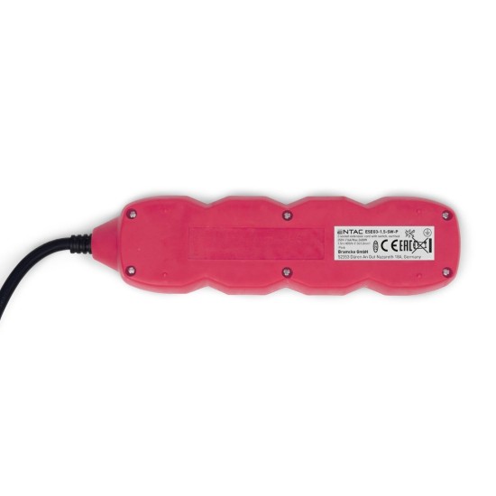 Entac Πολύπριζο 3 Θέσεων Με Διακόπτη 3x1.0mm 1.5m Ρόζ Entac Πολύπριζο 3 Θέσεων Με Διακόπτη 3x1.0mm 1.5m Ρόζ