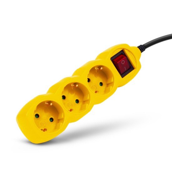 Entac Πολύπριζο 3 Θέσεων Με Διακόπτη 3x1.0mm 1.5m Κίτρινο Entac Πολύπριζο 3 Θέσεων Με Διακόπτη 3x1.0mm 1.5m Κίτρινο