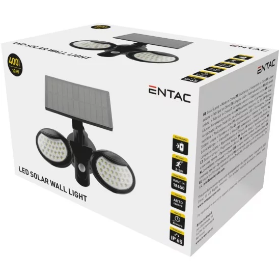 Entac Ηλιακό Φως Τοίχου 10W SMD 2 Κεφαλές με Ανιχνευτή Κίνησης Entac Ηλιακό Φως Τοίχου 10W SMD 2 Κεφαλές με Ανιχνευτή Κίνησης