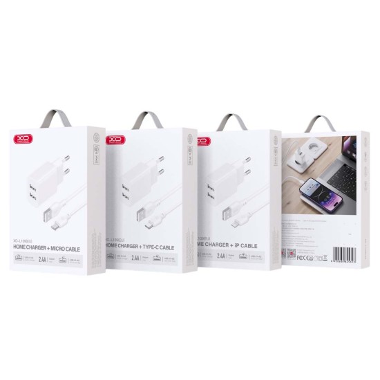 XO L109 (UK) Dual USB-A 2.4A Charger with lightning cable XO L109 (UK) Dual USB-A 2.4A Charger with lightning cable