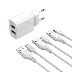 XO L109 (EU) Dual USB-A 2.4A Charger with Type-C cable XO L109 (EU) Dual USB-A 2.4A Charger with Type-C cable