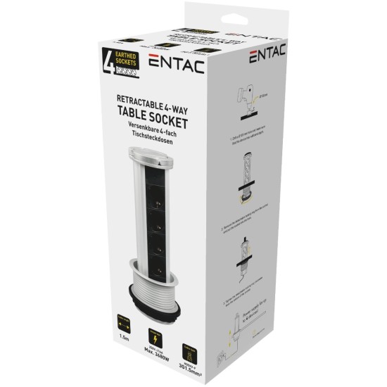 Entac Πολύπριζο 4 Θέσεων Κατακόρυφο 3G1.5 1.5m Entac Πολύπριζο 4 Θέσεων Κατακόρυφο 3G1.5 1.5m