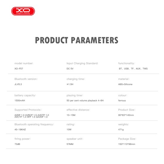 XO F57 PRO Φορητό Ηχείο 10W XO F57 PRO Φορητό Ηχείο 10W