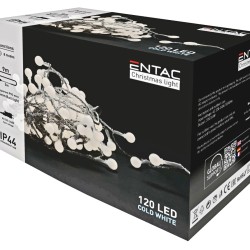 Entac Χριστουγεννιάτικα Λαμπάκια IP44 120 LED 15mm Μπάλες Ψυχρό 9m