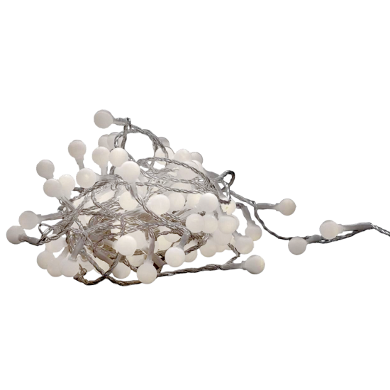 Entac Χριστουγεννιάτικα Λαμπάκια IP44 120 LED 15mm Μπάλες Ψυχρό 9m