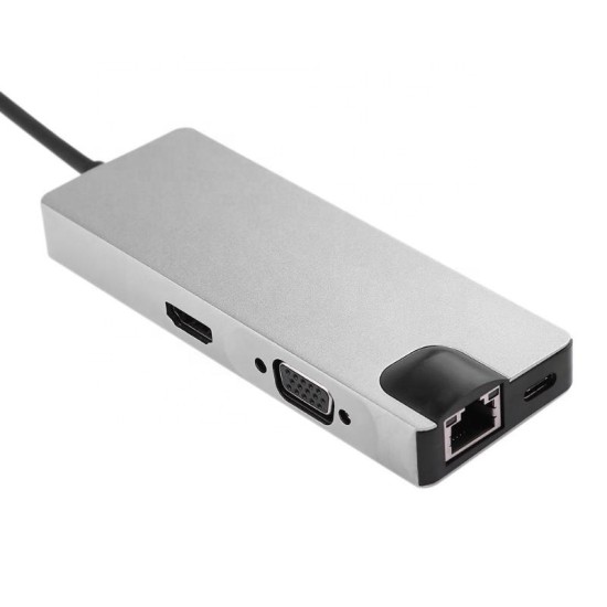 Μετατροπέας 8in1 USB C hub RJ45 HDMI USBx2 VGA SD TF USB3.0x2 Μετατροπέας 8in1 USB C hub RJ45 HDMI USBx2 VGA SD TF USB3.0x2