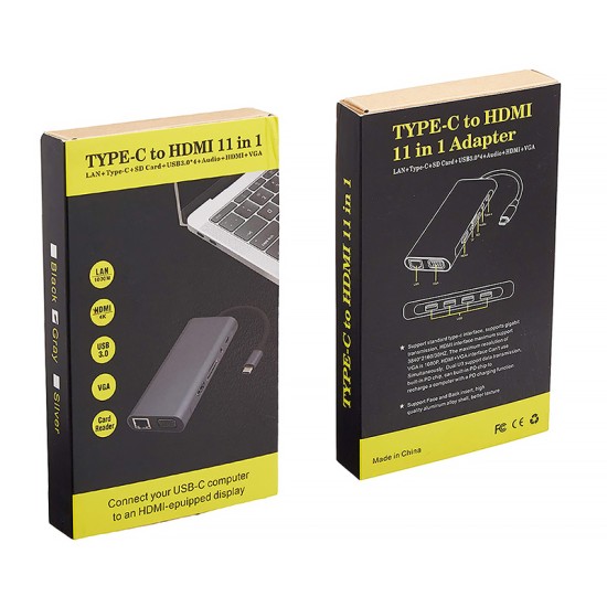 Μετατροπέας 11in1 RJ45 USBx4 VGA HDMIPD SD TF Audio Μετατροπέας 11in1 RJ45 USBx4 VGA HDMIPD SD TF Audio