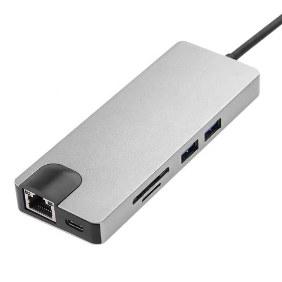 Μετατροπέας 8in1 USB C hub RJ45 HDMI USBx2 VGA SD TF USB3.0x2 Μετατροπέας 8in1 USB C hub RJ45 HDMI USBx2 VGA SD TF USB3.0x2