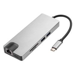 Μετατροπέας 8in1 USB C hub RJ45 HDMI USBx2 VGA SD TF USB3.0x2 Μετατροπέας 8in1 USB C hub RJ45 HDMI USBx2 VGA SD TF USB3.0x2