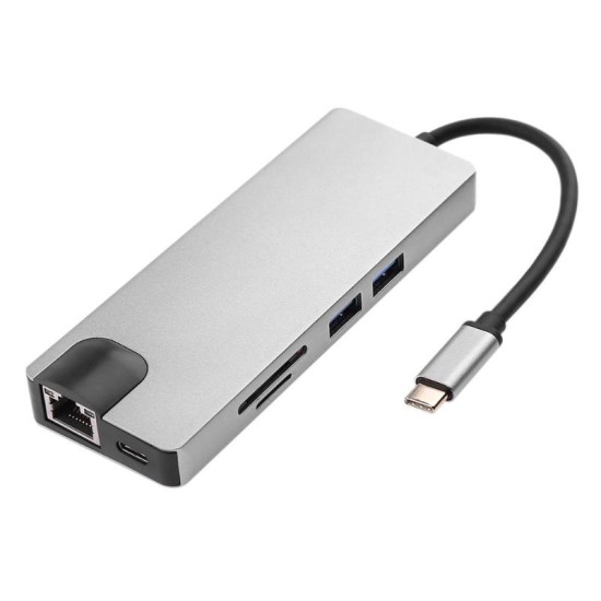 Μετατροπέας 8in1 USB C hub RJ45 HDMI USBx2 VGA SD TF USB3.0x2 Μετατροπέας 8in1 USB C hub RJ45 HDMI USBx2 VGA SD TF USB3.0x2