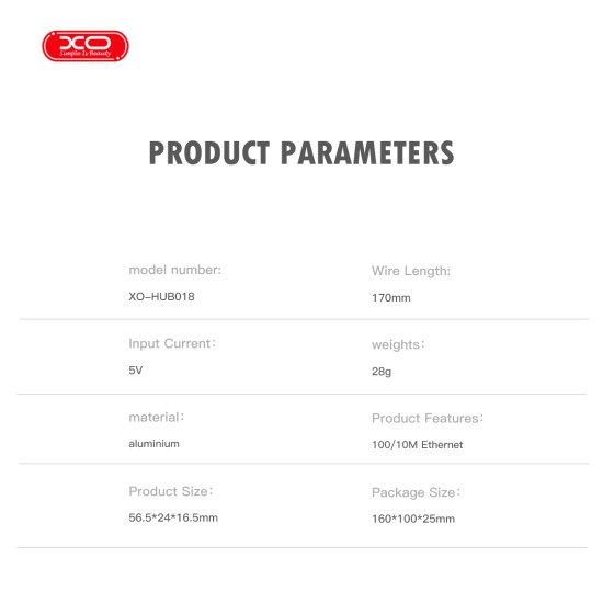 XO HUB018 Αντάπτορας Δικτύου USB σε Type-C 2-σε-1 RJ45 100Mbs XO HUB018 Αντάπτορας Δικτύου USB σε Type-C 2-σε-1 RJ45 100Mbs